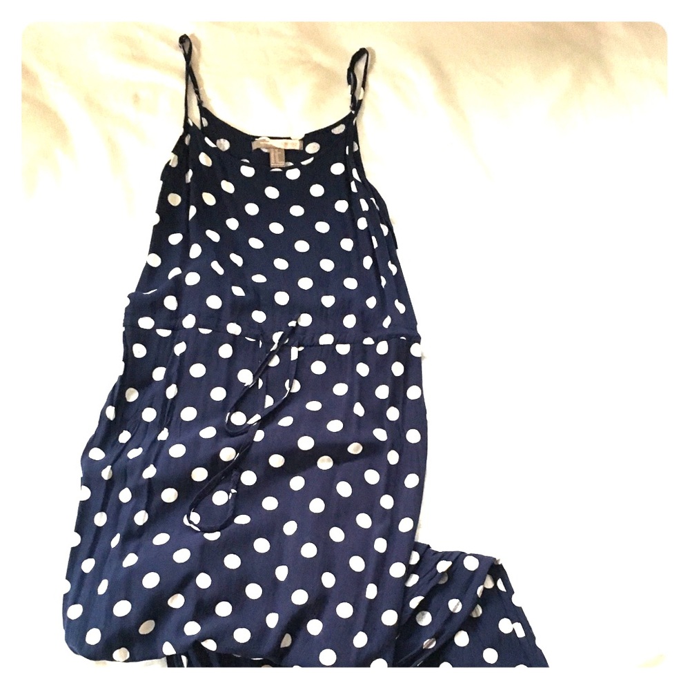 Navy Polkadot Maxi Dress